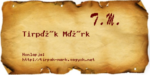 Tirpák Márk névjegykártya